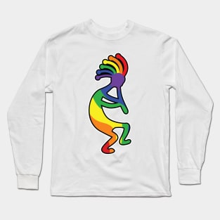 Fun, Whimsical Rainbow Pride Kokopelli Legend Long Sleeve T-Shirt